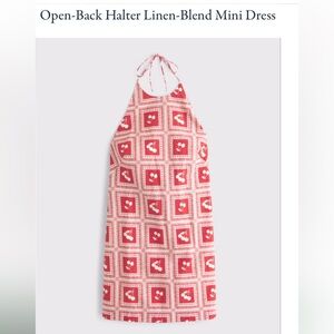 Abercrombie & Fitch Cherry Print Open-Back Halter Linen-Blend Mini Dress XS NWT